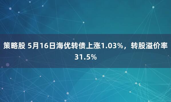 策略股 5月16日海优转债上涨1.03%，转股溢价率31.5%