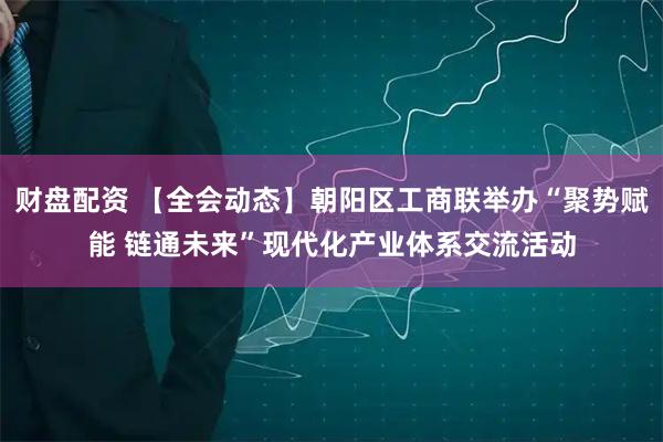 财盘配资 【全会动态】朝阳区工商联举办“聚势赋能 链通未来”现代化产业体系交流活动