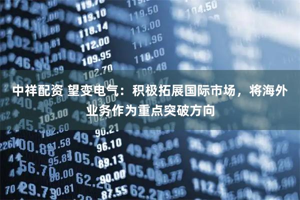 中祥配资 望变电气：积极拓展国际市场，将海外业务作为重点突破方向